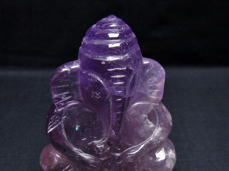 アメジスト ガネーシャ 彫刻品 置物 [t42-673] 2枚目
