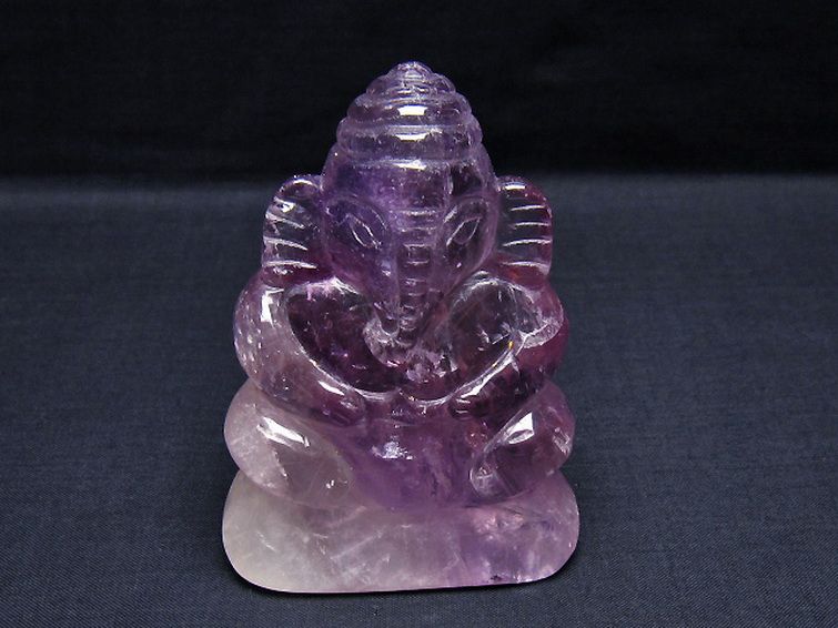アメジスト ガネーシャ 彫刻品 置物 [t42-674] 1枚目