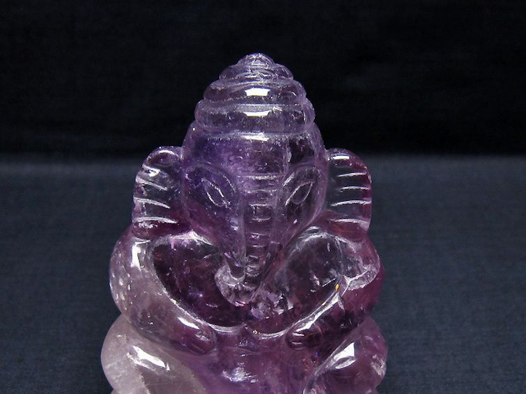 アメジスト ガネーシャ 彫刻品 置物 [t42-674] 2枚目
