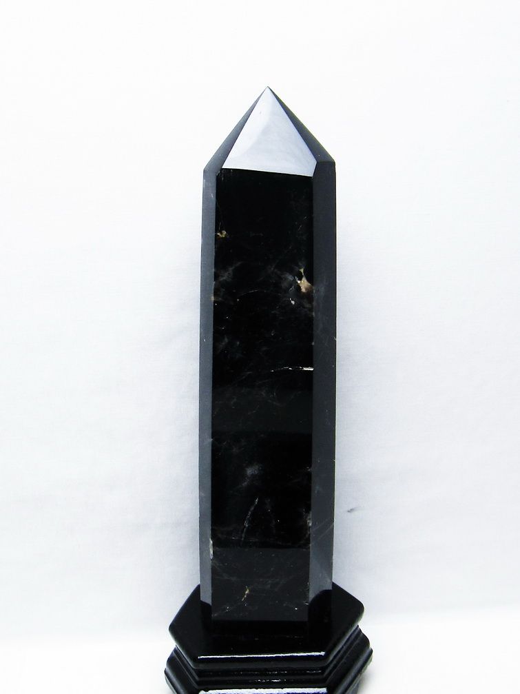 1.3Kg モリオン 純天然 黒水晶 六角柱[T43-8240] 1枚目