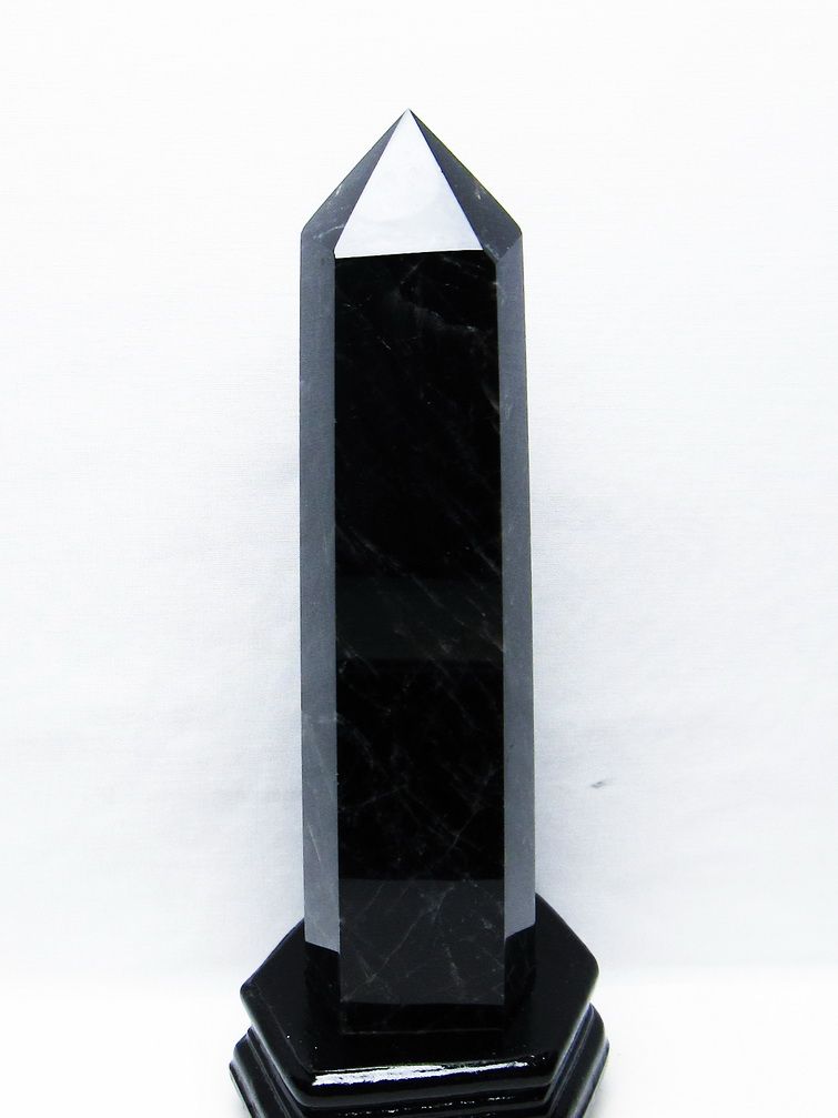 1.6Kg モリオン 純天然 黒水晶 六角柱[T43-8241] 1枚目