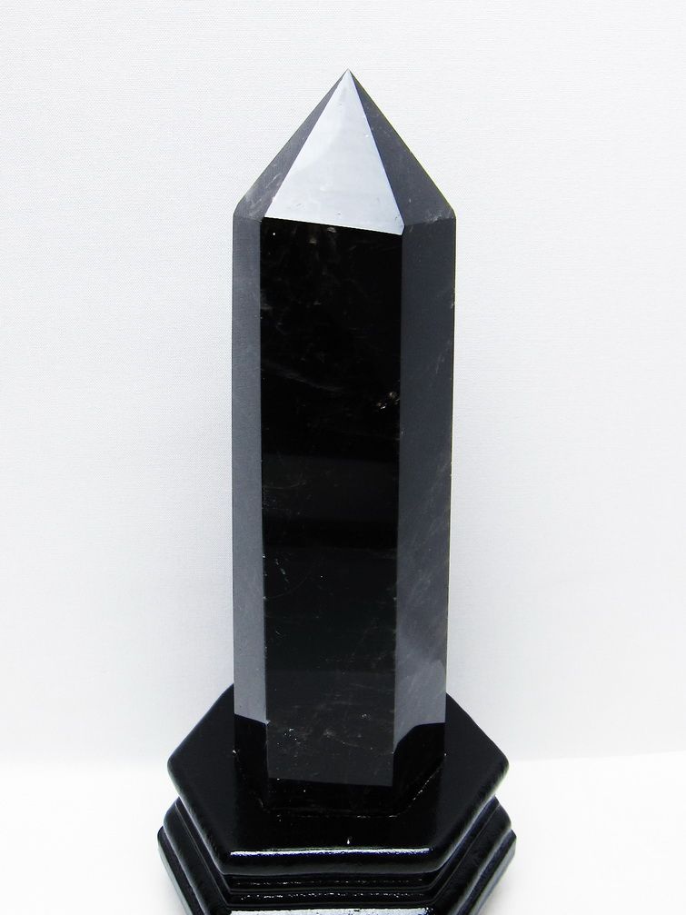 1.1Kg モリオン 純天然 黒水晶 六角柱 [t43-8984] 1枚目