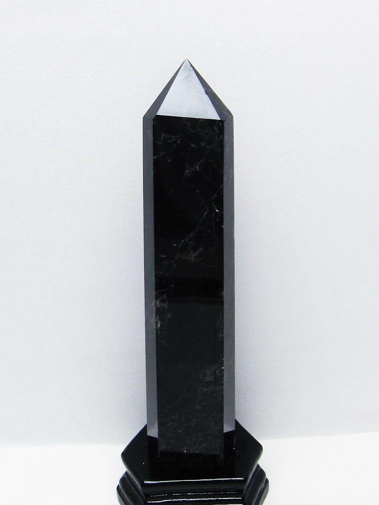 1.1Kg モリオン 純天然 黒水晶 六角柱 [t43-9000] 1枚目