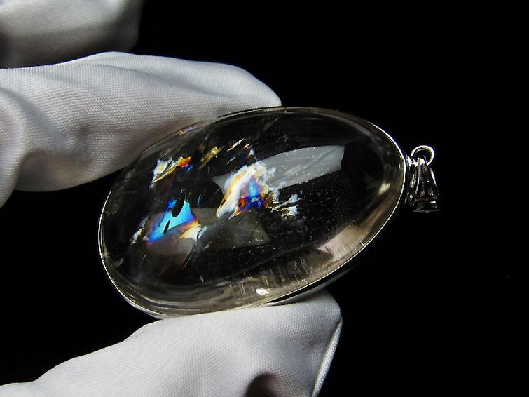 アイリスクォーツ 虹入り レインボー水晶 ペンダント [t436-2228]