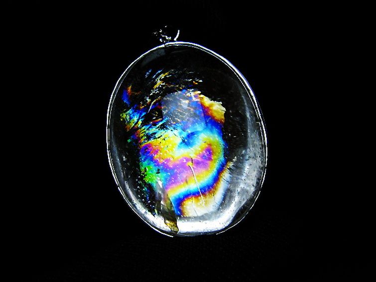 アイリスクォーツ 虹入り レインボー水晶 ペンダント [t436-3146]