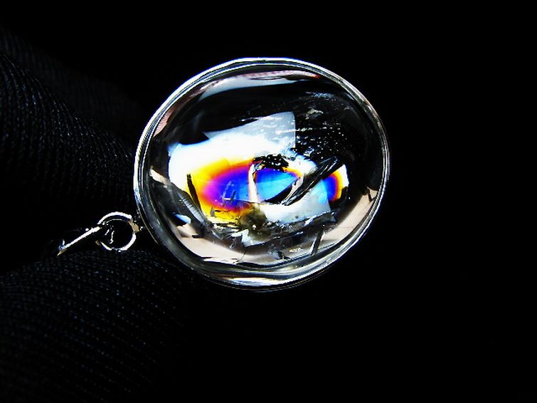 アイリスクォーツ 虹入り レインボー水晶 ペンダント [t436-3161] 1枚目