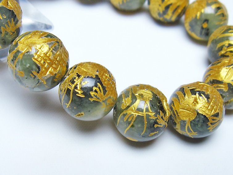 トルマリンルチルプレナイト 手彫り 龍 ブレスレット 14mm [t440-1536] 3枚目