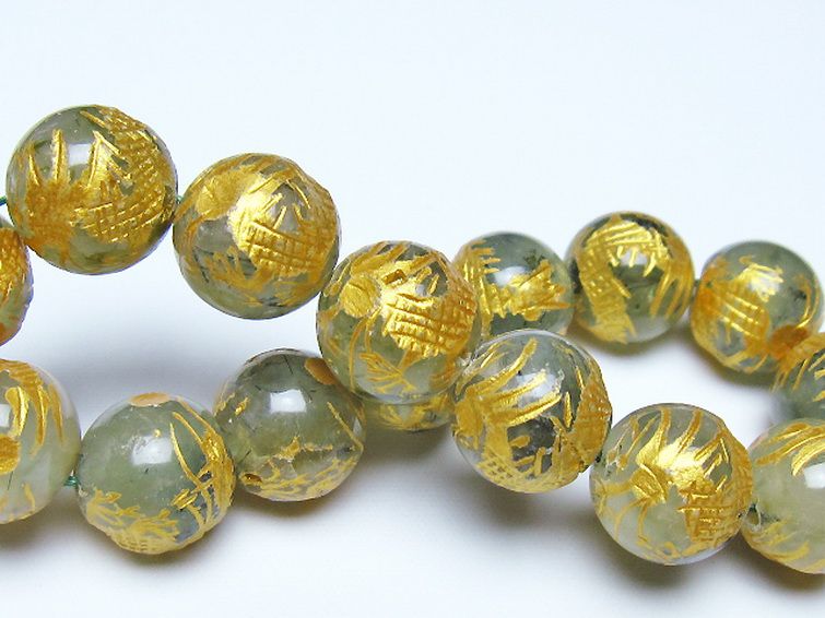 トルマリンルチルプレナイト 手彫り 龍 ブレスレット 14mm [t440-1537] 2枚目