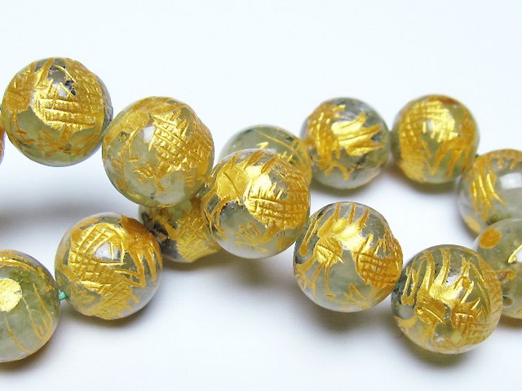 トルマリンルチルプレナイト 手彫り 龍 ブレスレット 14mm [t440-1539] 2枚目