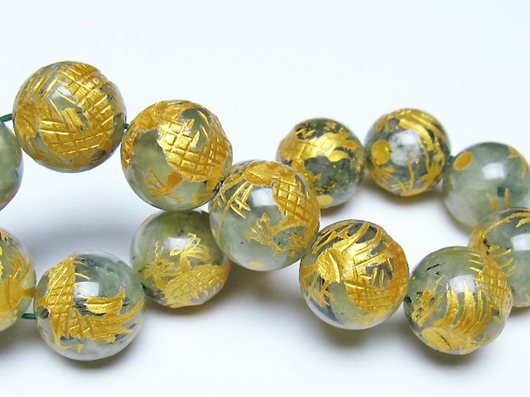 トルマリンルチルプレナイト 手彫り 龍 ブレスレット 16mm [t440-1541] 2枚目