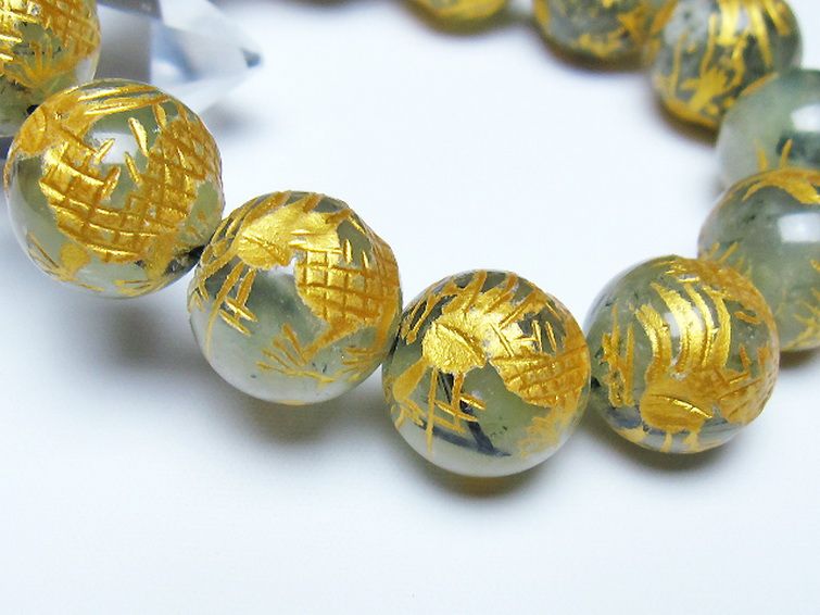 トルマリンルチルプレナイト 手彫り 龍 ブレスレット 16mm [t440-1541] 3枚目