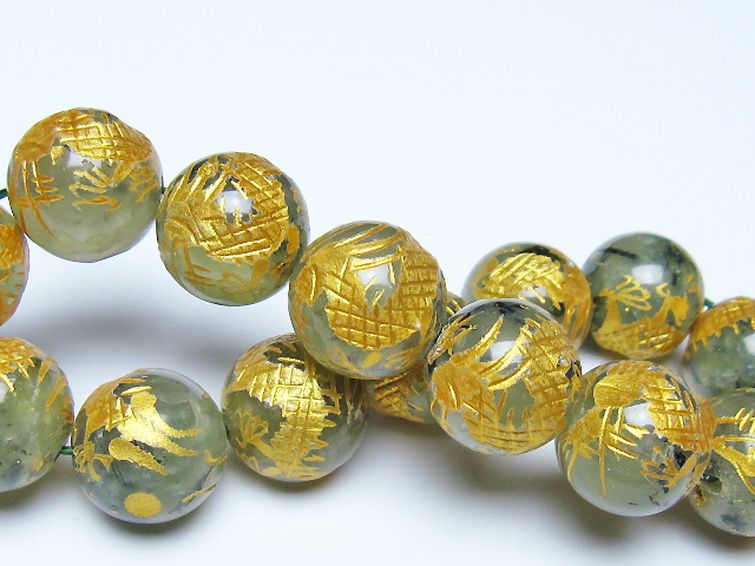 トルマリンルチルプレナイト 手彫り 龍 ブレスレット 16mm [t440-1542] 2枚目