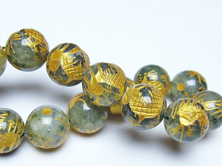 トルマリンルチルプレナイト 手彫り 龍 ブレスレット 16mm [t440-1543] 2枚目