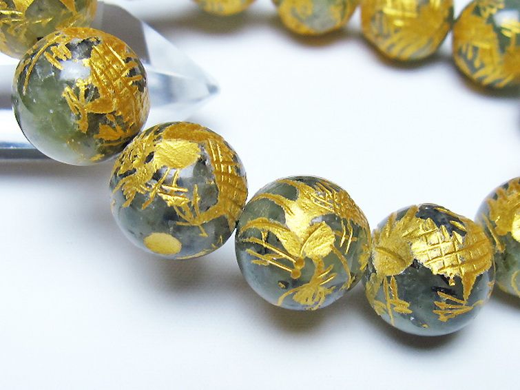 トルマリンルチルプレナイト 手彫り 龍 ブレスレット 16mm [t440-1543] 3枚目