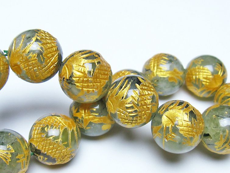 トルマリンルチルプレナイト 手彫り 龍 ブレスレット 16mm [t440-1544] 2枚目