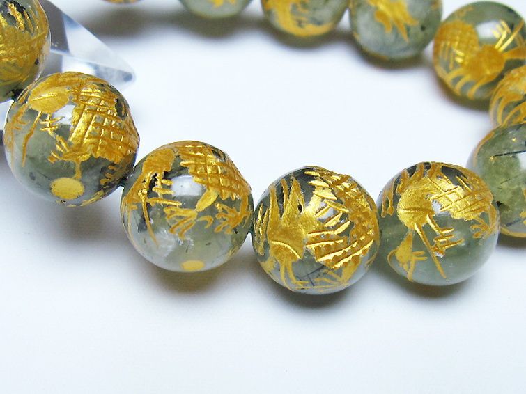 トルマリンルチルプレナイト 手彫り 龍 ブレスレット 16mm [t440-1544] 3枚目