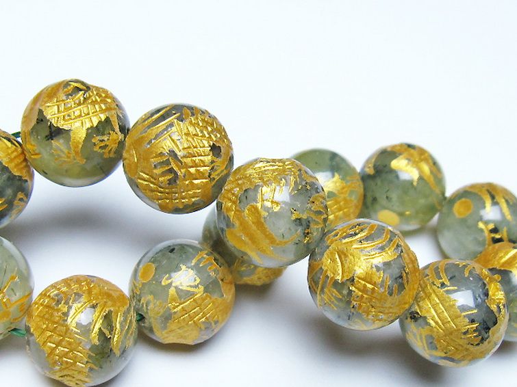 トルマリンルチルプレナイト 手彫り 龍 ブレスレット 16mm [t440-1545] 2枚目