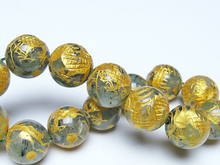 トルマリンルチルプレナイト 手彫り 龍 ブレスレット 16mm [t440-1547] 2枚目