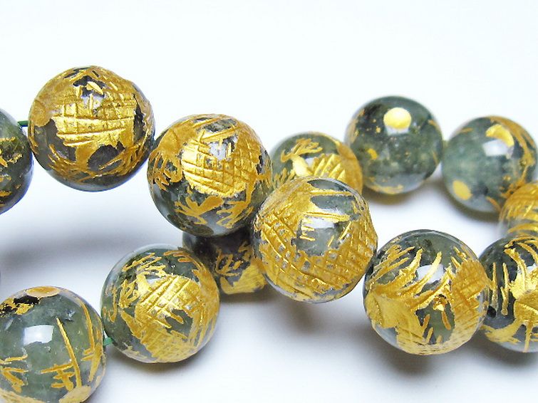 トルマリンルチルプレナイト 手彫り 龍 ブレスレット 16mm [t440-1549] 2枚目