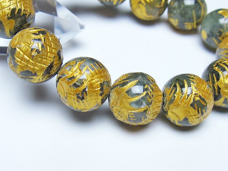 トルマリンルチルプレナイト 手彫り 龍 ブレスレット 16mm [t440-1549] 3枚目