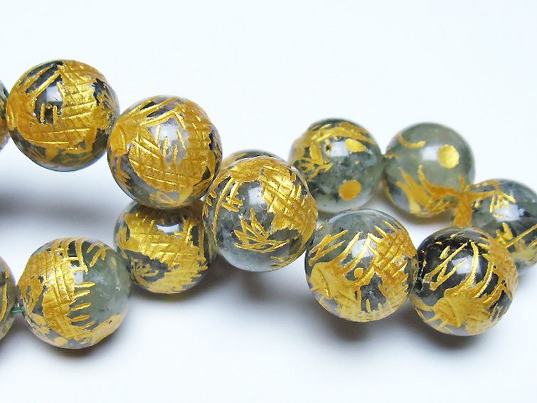 トルマリンルチルプレナイト 手彫り 龍 ブレスレット 16mm [t440-1550] 2枚目