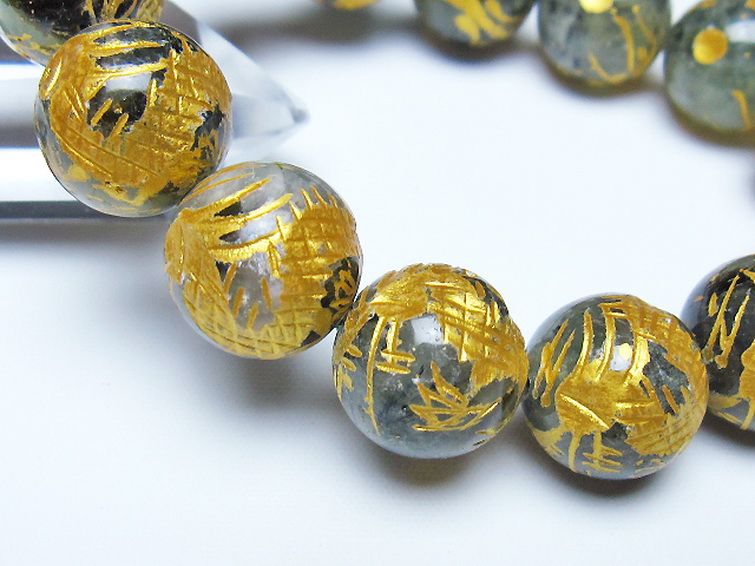 トルマリンルチルプレナイト 手彫り 龍 ブレスレット 16mm [t440-1550] 3枚目