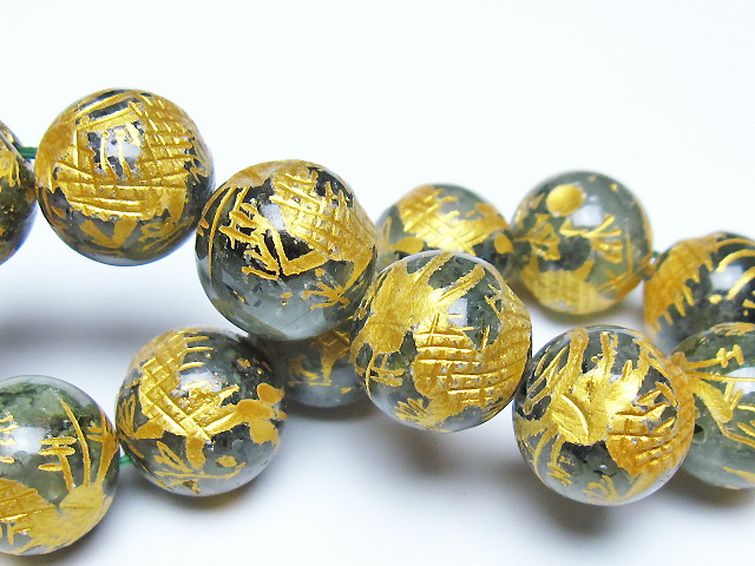 トルマリンルチルプレナイト 手彫り 龍 ブレスレット 16mm [t440-1551] 2枚目