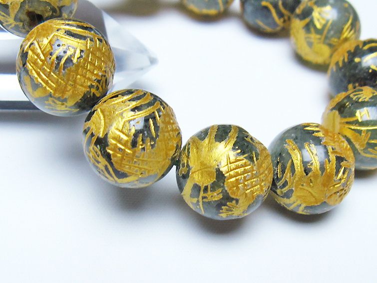 トルマリンルチルプレナイト 手彫り 龍 ブレスレット 16mm [t440-1551] 3枚目