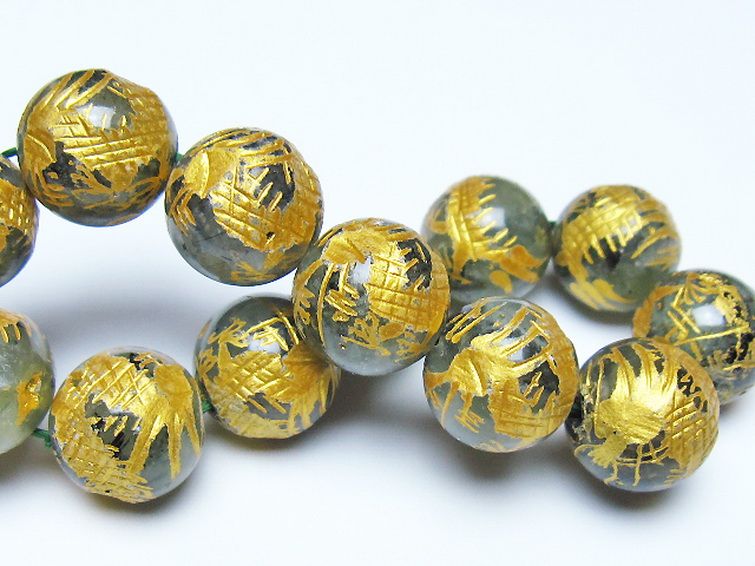 トルマリンルチルプレナイト 手彫り 龍 ブレスレット 16mm [t440-1552] 2枚目