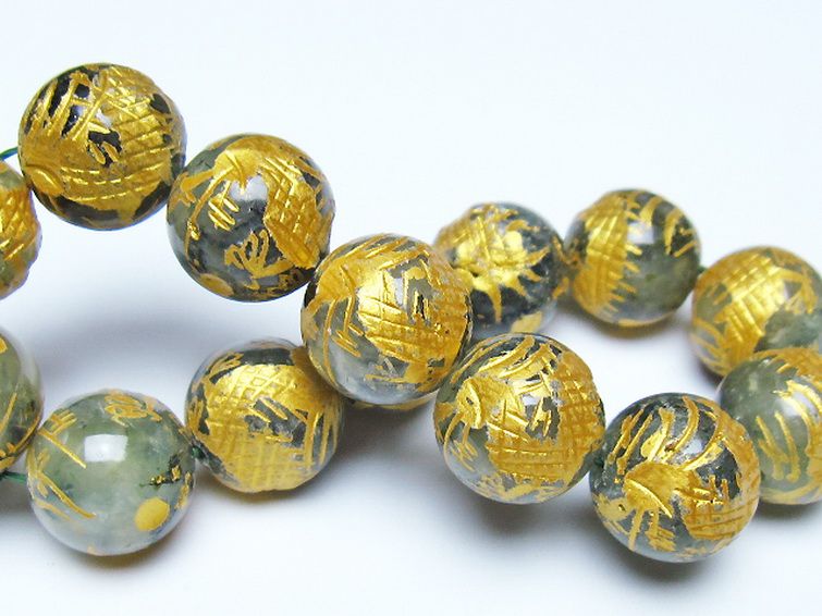 トルマリンルチルプレナイト 手彫り 龍 ブレスレット 16mm [t440-1553] 2枚目