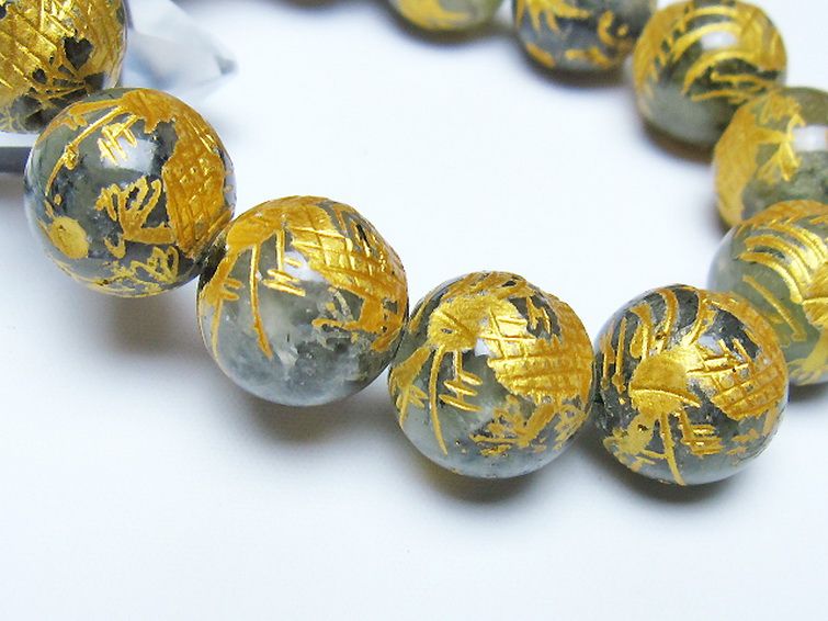 トルマリンルチルプレナイト 手彫り 龍 ブレスレット 16mm [t440-1553] 3枚目