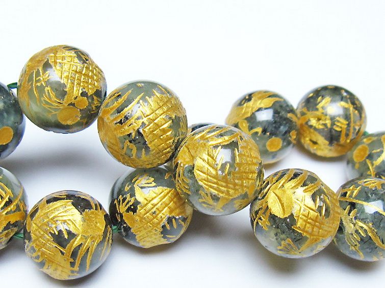 トルマリンルチルプレナイト 手彫り 龍 ブレスレット 16mm [t440-1555] 2枚目