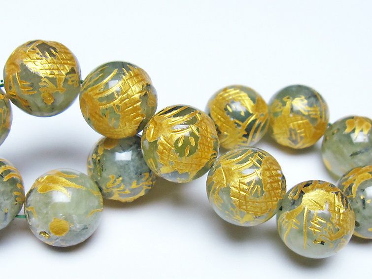 トルマリンルチルプレナイト 手彫り 龍 ブレスレット 16mm [t440-1556] 2枚目