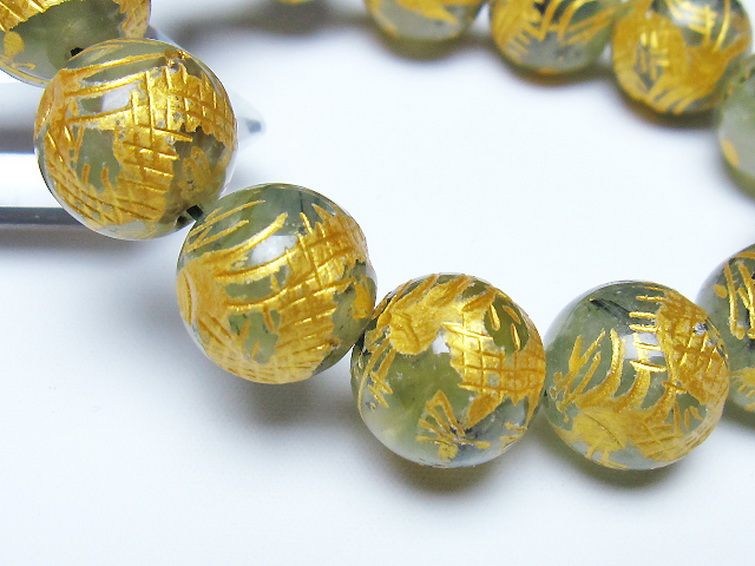 トルマリンルチルプレナイト 手彫り 龍 ブレスレット 16mm [t440-1556] 3枚目