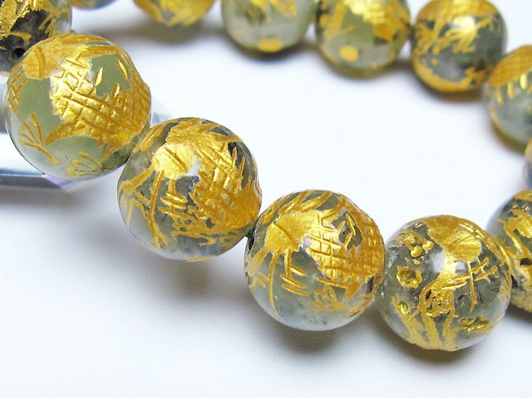 トルマリンルチルプレナイト 手彫り 龍 ブレスレット 16mm [t440-1557] 3枚目