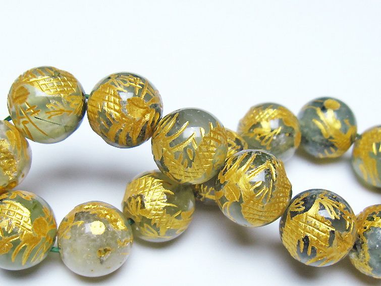 トルマリンルチルプレナイト 手彫り 龍 ブレスレット 14mm [t440-1558] 2枚目