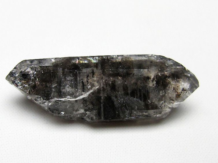 スティブナイト（輝安鉱）入り  ハーキマーダイヤモンド水晶 原石[T443-4349] 1枚目
