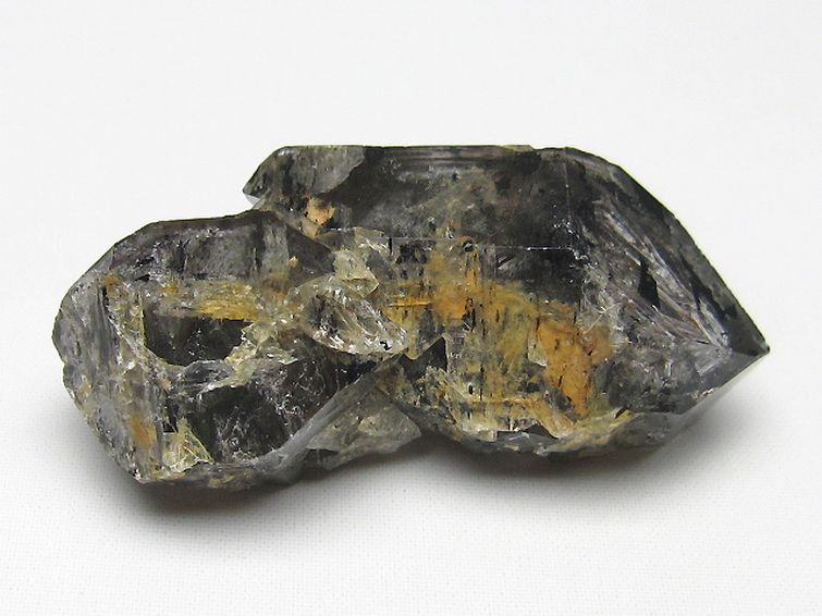 スティブナイト（輝安鉱）入り  ハーキマーダイヤモンド水晶 原石[T443-4391] 1枚目