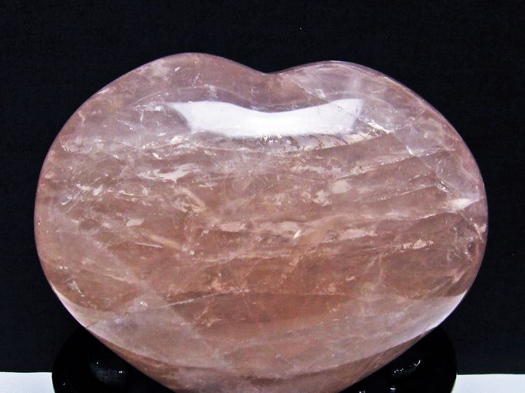 1.1Kg ローズクォーツ ハート 置物[T456-13593] 2枚目