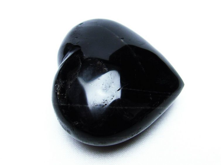 モリオン 純天然 黒水晶 ハート 置物[T457-3456] 1枚目