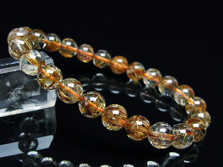 ゴールドタイチンルチル ブレスレット 8mm [T473-4448] 1枚目