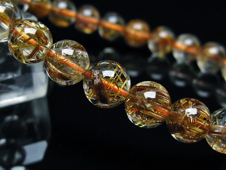 ゴールドタイチンルチル ブレスレット 8mm [T473-4448] 3枚目