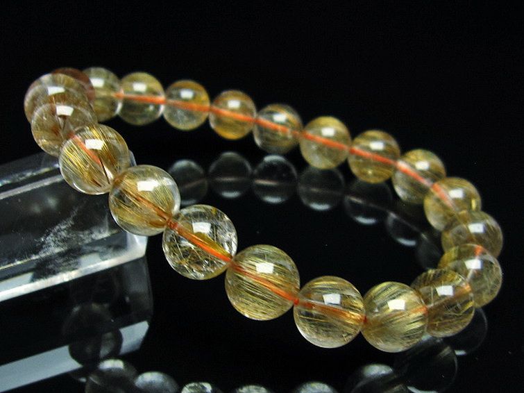 ゴールドタイチンルチル ブレスレット 9mm [t473-4453]