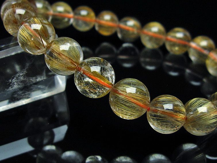 ゴールドタイチンルチル ブレスレット 9mm [t473-4453]