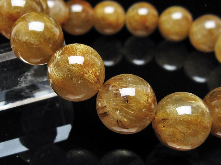 ゴールドタイチンルチル ブレスレット 14mm [t473-5078] 3枚目