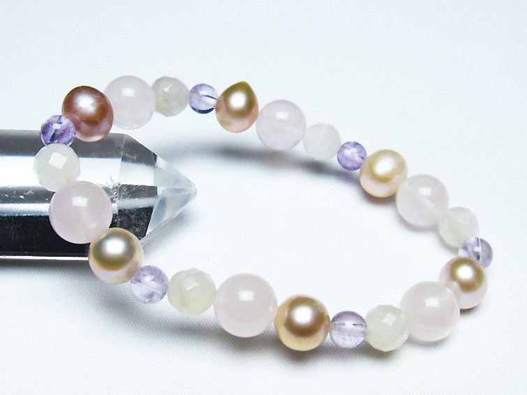真珠 パール ミックスビーズ ブレスレット 6mm [T491-1421] 1枚目