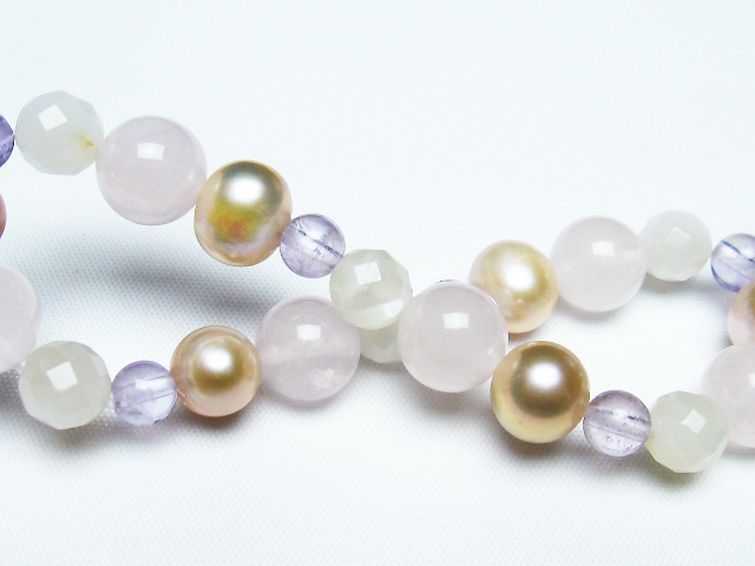 真珠 パール ミックスビーズ ブレスレット 6mm [T491-1421] 2枚目