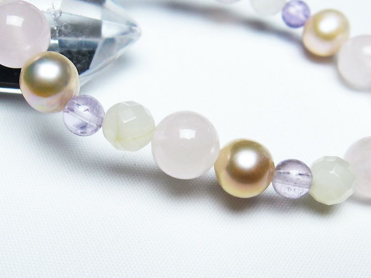 真珠 パール ミックスビーズ ブレスレット 6mm [T491-1421] 3枚目