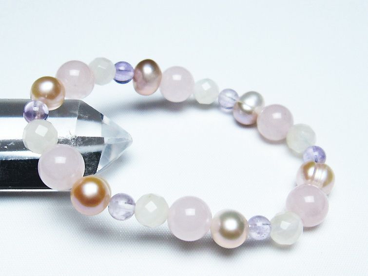 真珠 パール ミックスビーズ ブレスレット 6mm [T491-1422] 1枚目