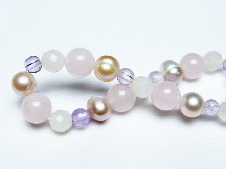 真珠 パール ミックスビーズ ブレスレット 6mm [T491-1422] 2枚目